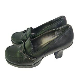 Vintage Y2K Black Vegan Leather Chunky Platform Heels Size 9